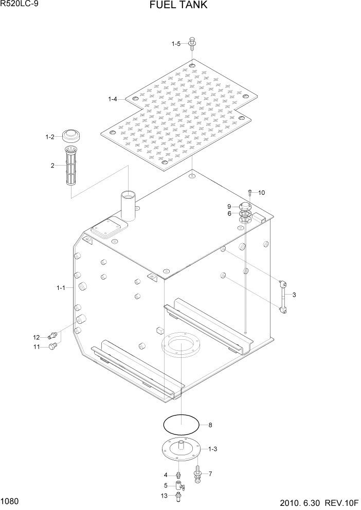 Схема запчастей Hyundai R520LC9 - PAGE 1080 FUEL TANK СИСТЕМА ДВИГАТЕЛЯ