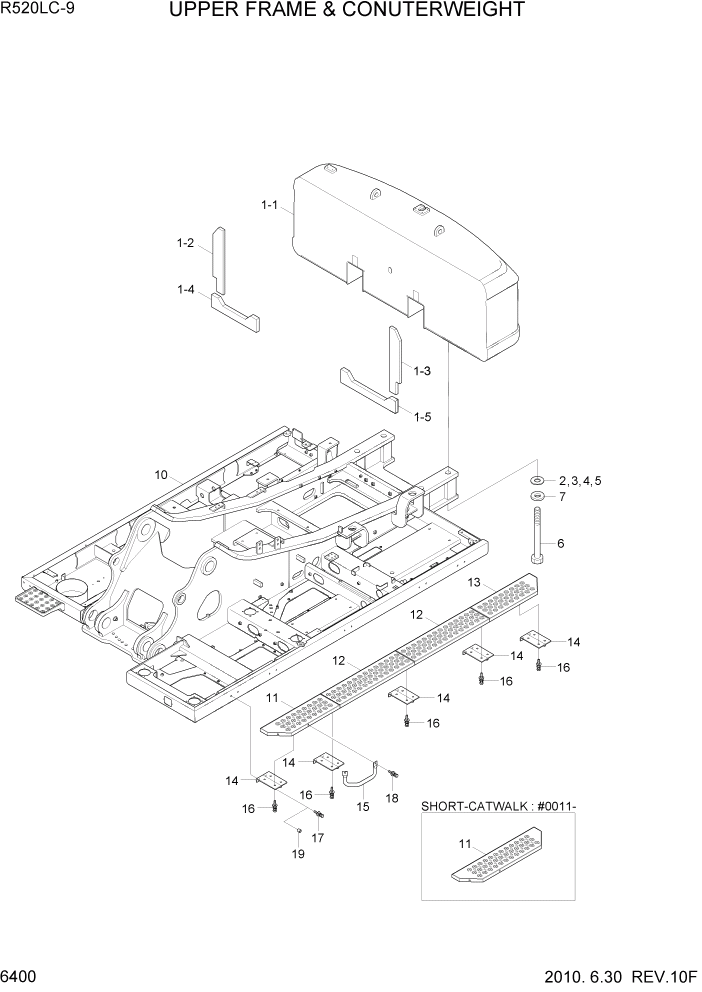 Схема запчастей Hyundai R520LC9 - PAGE 6400 UPPER FRAME & COUNTERWEIGHT СТРУКТУРА