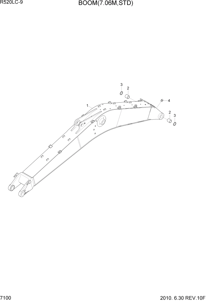Схема запчастей Hyundai R520LC9 - PAGE 7100 BOOM(7.06M, STD) РАБОЧЕЕ ОБОРУДОВАНИЕ