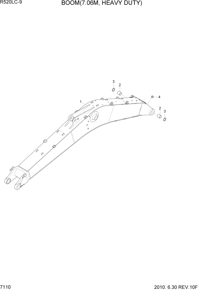 Схема запчастей Hyundai R520LC9 - PAGE 7110 BOOM(7.06M, HEAVY DUTY) РАБОЧЕЕ ОБОРУДОВАНИЕ