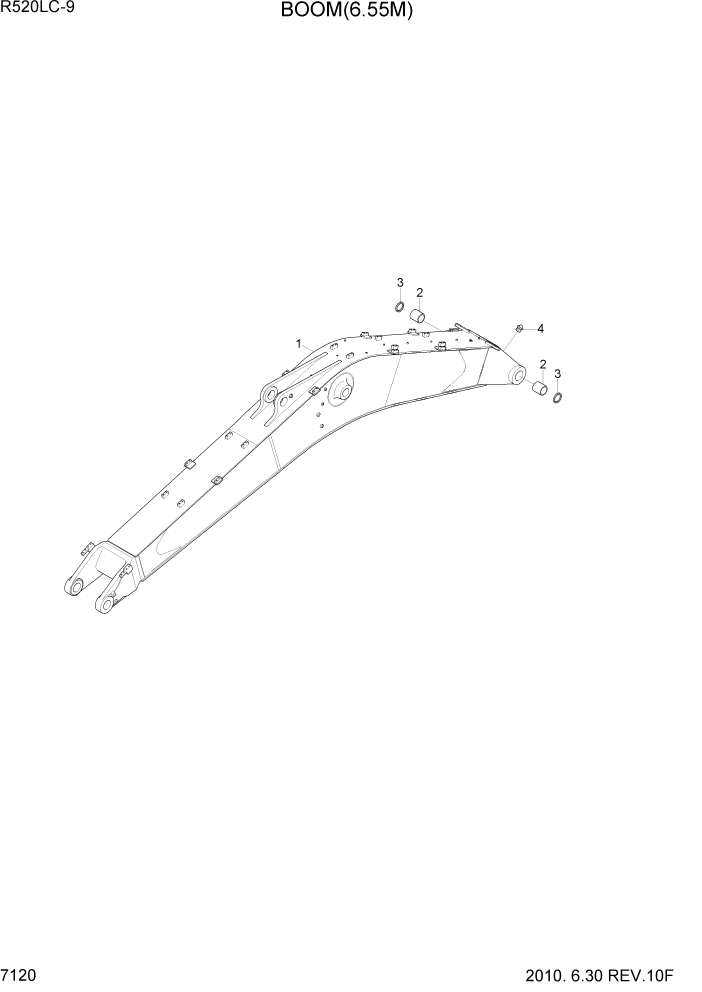 Схема запчастей Hyundai R520LC9 - PAGE 7120 BOOM (6.55M) РАБОЧЕЕ ОБОРУДОВАНИЕ