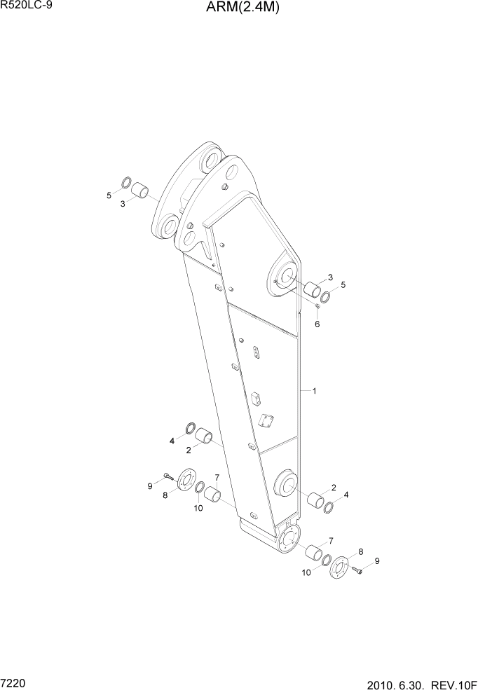 Схема запчастей Hyundai R520LC9 - PAGE 7220 ARM(2.4M) РАБОЧЕЕ ОБОРУДОВАНИЕ