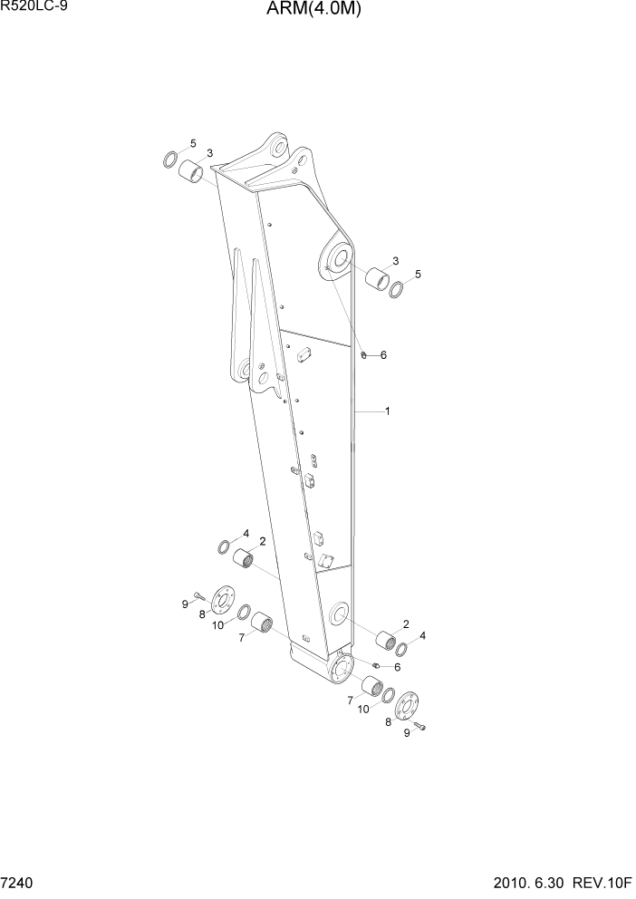 Схема запчастей Hyundai R520LC9 - PAGE 7240 ARM(4.0M) РАБОЧЕЕ ОБОРУДОВАНИЕ