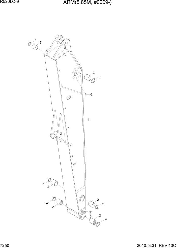 Схема запчастей Hyundai R520LC9 - PAGE 7250 ARM(5.85M, #0009-) РАБОЧЕЕ ОБОРУДОВАНИЕ