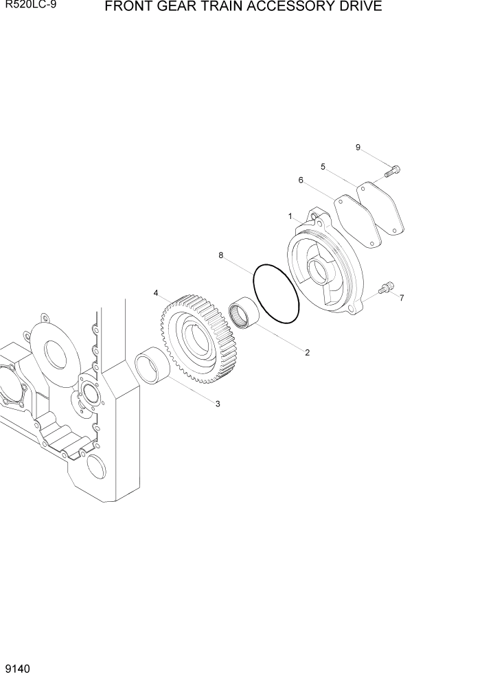 Схема запчастей Hyundai R520LC9 - PAGE 9140 FRONT GEAR TRAIN ACCESSORY DRIVE ДВИГАТЕЛЬ БАЗА