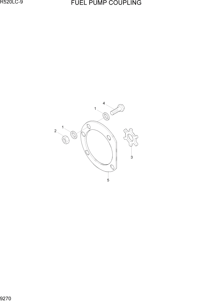 Схема запчастей Hyundai R520LC9 - PAGE 9270 FUEL PUMP COUPLING ДВИГАТЕЛЬ БАЗА