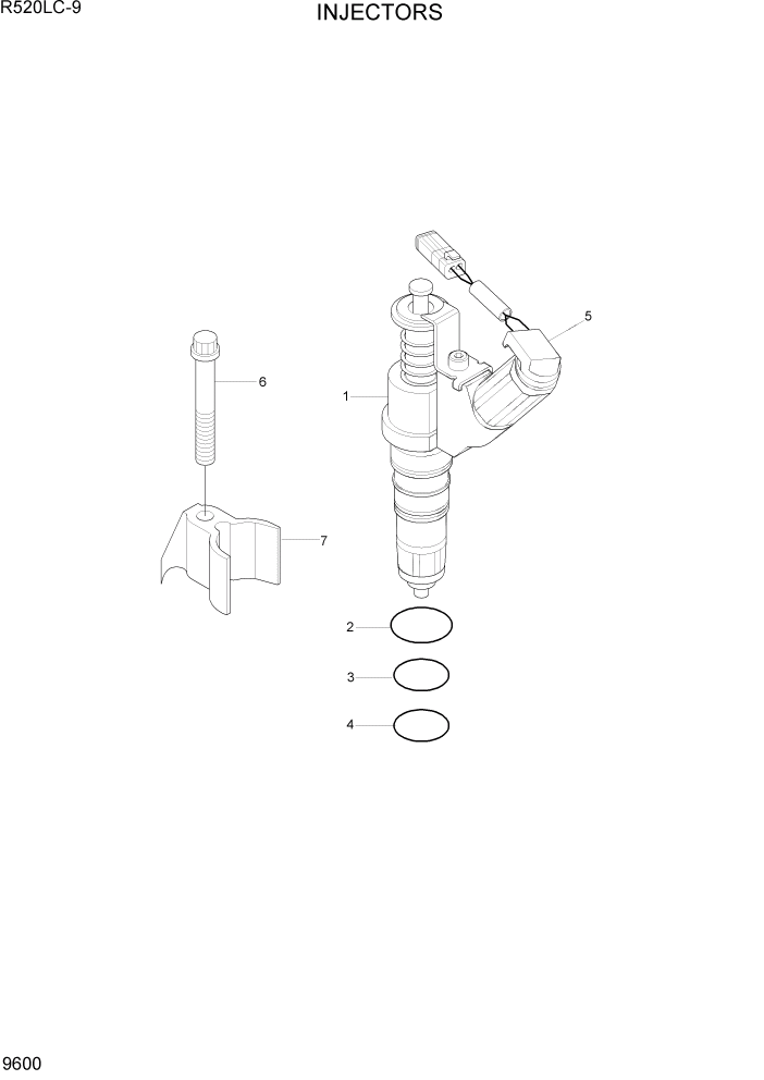 Схема запчастей Hyundai R520LC9 - PAGE 9600 INJECTORS ДВИГАТЕЛЬ БАЗА