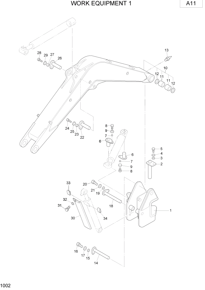 Схема запчастей Hyundai R15-7 - PAGE 1002 WORK EQUIPMENT 1 РАБОЧЕЕ ОБОРУДОВАНИЕ