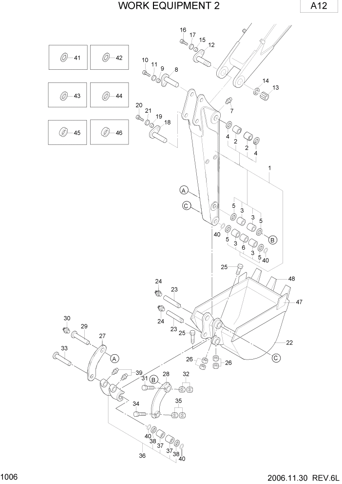 Схема запчастей Hyundai R15-7 - PAGE 1006 WORK EQUIPMENT 2 РАБОЧЕЕ ОБОРУДОВАНИЕ