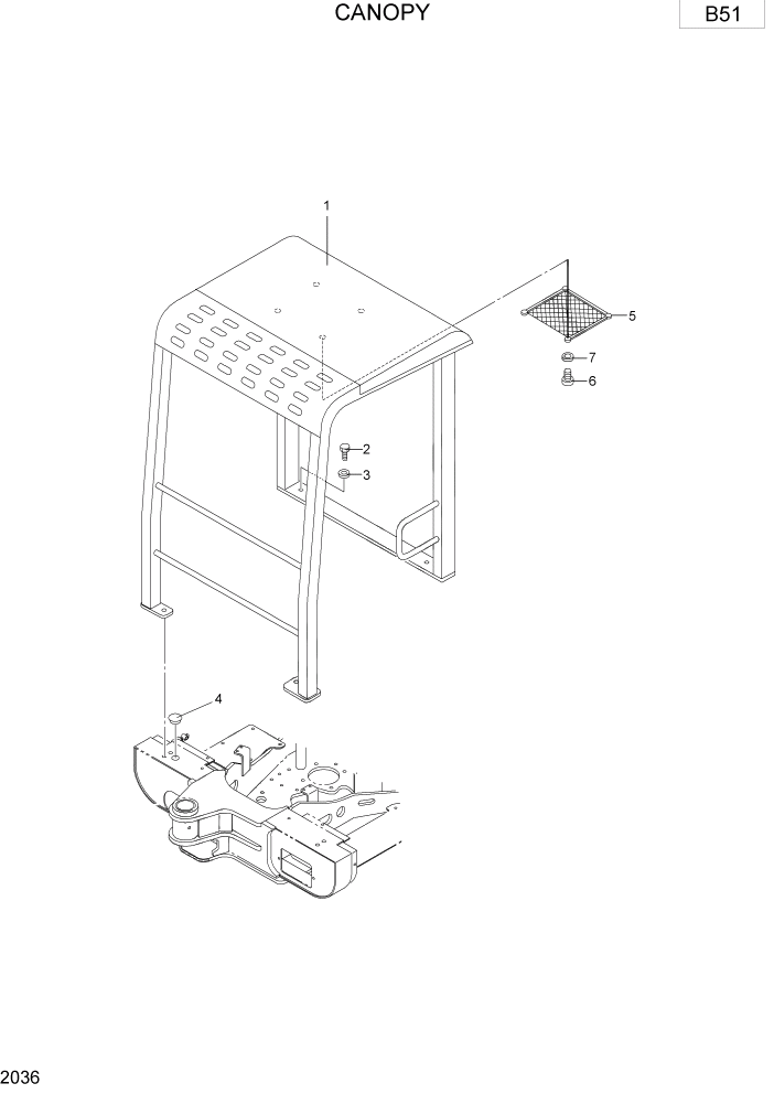 Схема запчастей Hyundai R15-7 - PAGE 2036 CANOPY ВЕРХНЯЯ ЧАСТЬ МАШИНЫ