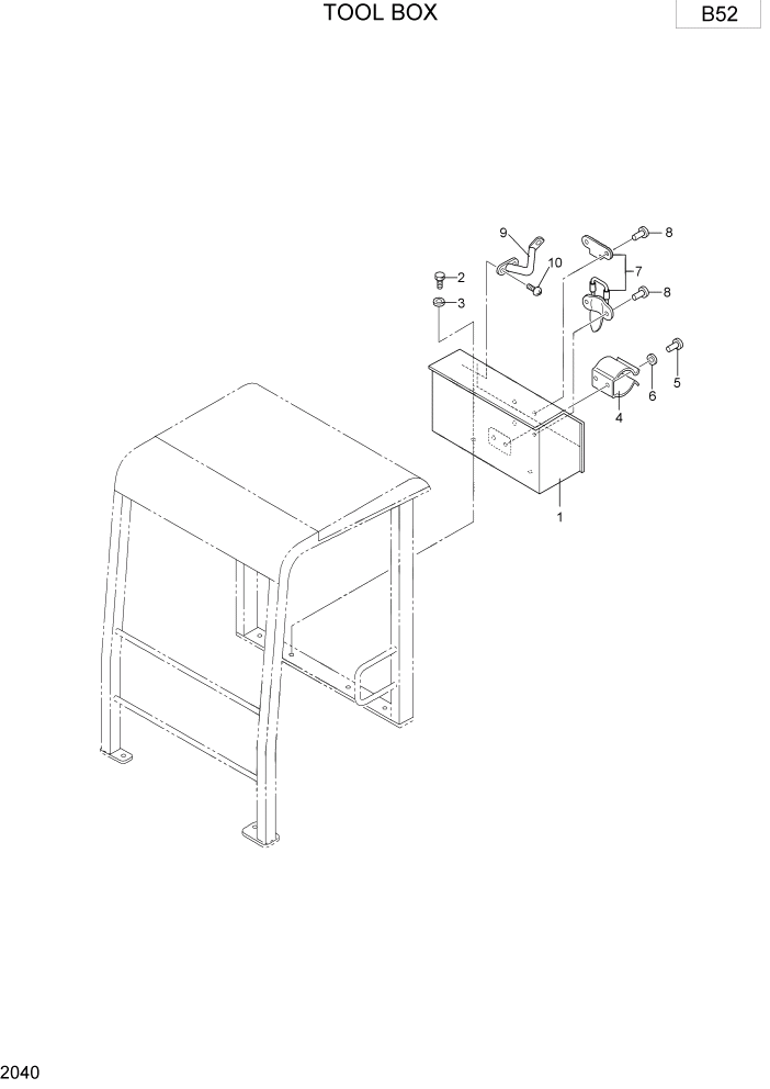 Схема запчастей Hyundai R15-7 - PAGE 2040 TOOL BOX ВЕРХНЯЯ ЧАСТЬ МАШИНЫ