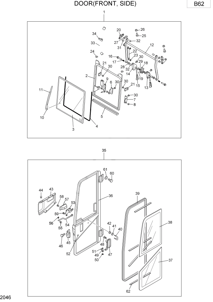 Схема запчастей Hyundai R15-7 - PAGE 2046 DOOR(FRONT, SIDE) ВЕРХНЯЯ ЧАСТЬ МАШИНЫ