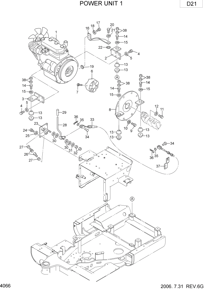 Схема запчастей Hyundai R15-7 - PAGE 4066 POWER UNIT 1 ПРИВОД