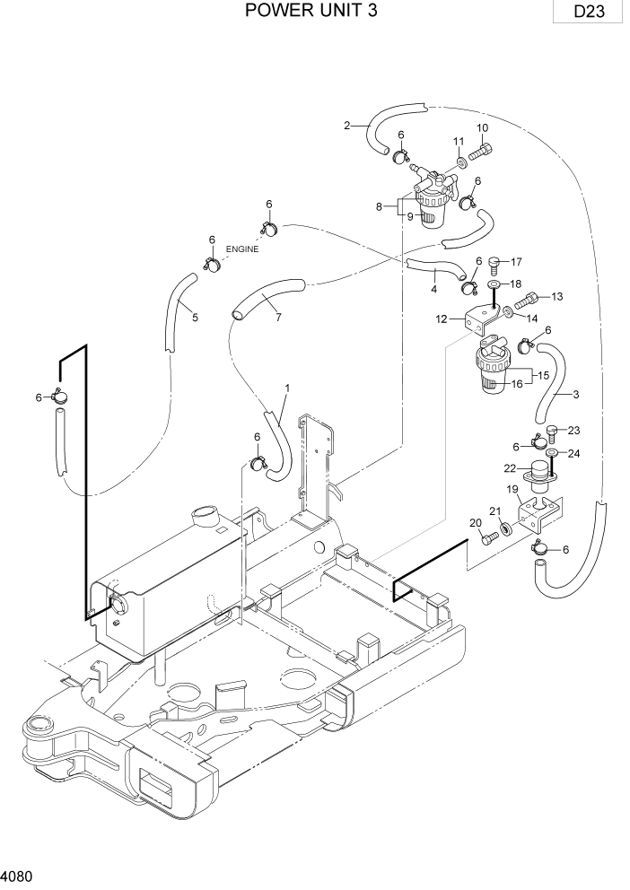 Схема запчастей Hyundai R15-7 - PAGE 4080 POWER UNIT 3 ПРИВОД