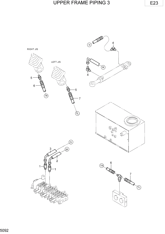 Схема запчастей Hyundai R15-7 - PAGE 5092 UPPER FRAME PIPING 3 ГИДРАВЛИЧЕСКИЕ ТРУБОПРОВОДЫ