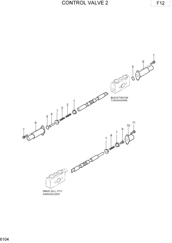 Схема запчастей Hyundai R15-7 - PAGE 6104 CONTROL VALVE 2 ГИДРАВЛИЧЕСКИЕ КОМПОНЕНТЫ