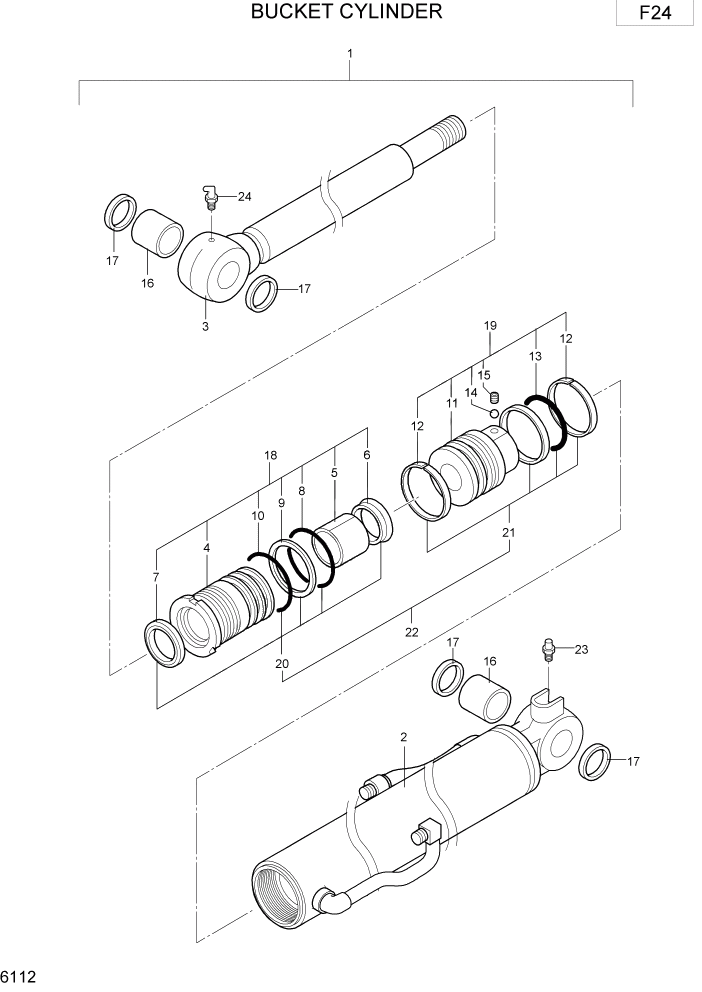 Схема запчастей Hyundai R15-7 - PAGE 6112 BUCKET CYLINDER ГИДРАВЛИЧЕСКИЕ КОМПОНЕНТЫ