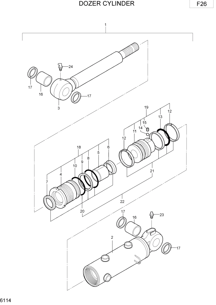 Схема запчастей Hyundai R15-7 - PAGE 6114 DOZER CYLINDER ГИДРАВЛИЧЕСКИЕ КОМПОНЕНТЫ