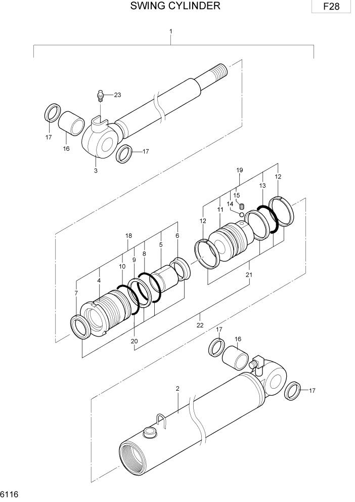 Схема запчастей Hyundai R15-7 - PAGE 6116 SWING CYLINDER ГИДРАВЛИЧЕСКИЕ КОМПОНЕНТЫ