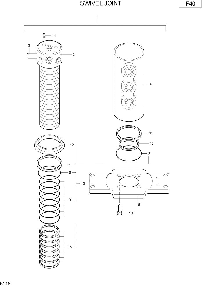 Схема запчастей Hyundai R15-7 - PAGE 6118 SWIVEL JOINT ГИДРАВЛИЧЕСКИЕ КОМПОНЕНТЫ