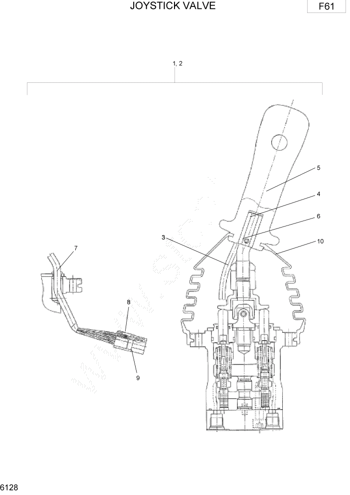 Схема запчастей Hyundai R15-7 - PAGE 6128 JOYSTICK VALVE ГИДРАВЛИЧЕСКИЕ КОМПОНЕНТЫ