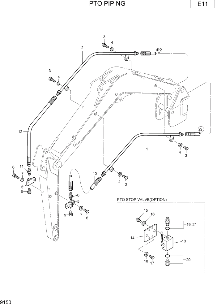 Схема запчастей Hyundai R15-7 - PAGE 9150 PTO PIPING ВАРИАНТ