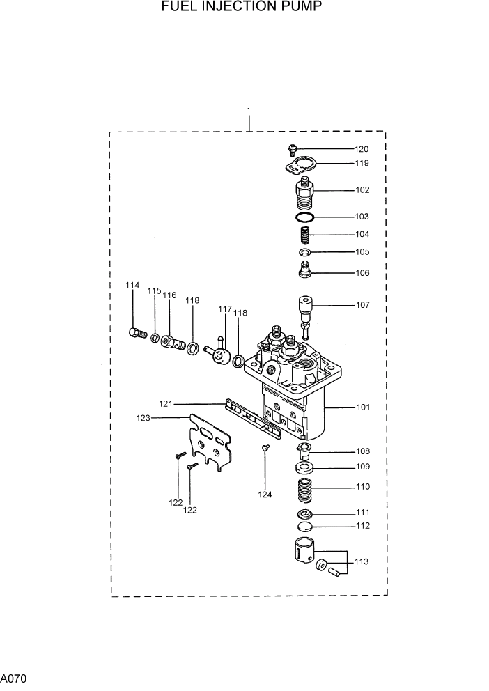 Схема запчастей Hyundai R15-7 - PAGE A070 FUEL INJECTION PUMP ДВИГАТЕЛЬ БАЗА