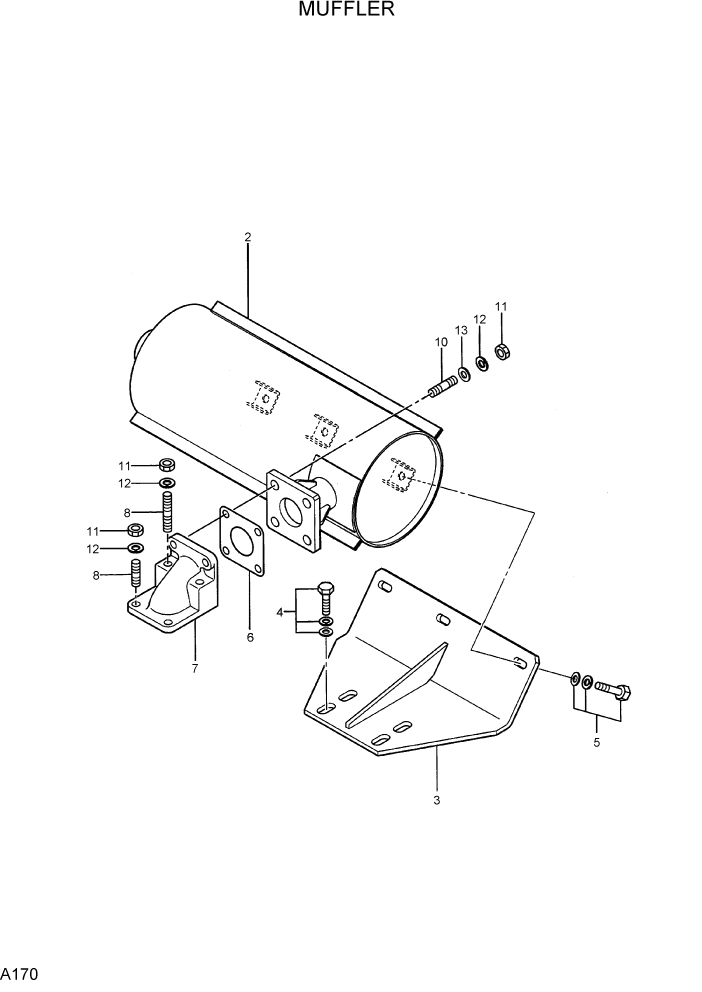 Схема запчастей Hyundai R15-7 - PAGE A170 MUFFLER ДВИГАТЕЛЬ БАЗА