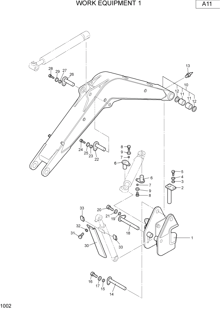 Схема запчастей Hyundai R16-7 - PAGE 1002 WORK EQUIPMENT 1 РАБОЧЕЕ ОБОРУДОВАНИЕ