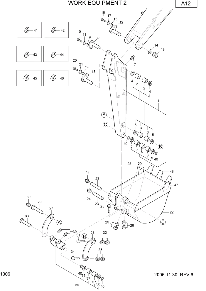 Схема запчастей Hyundai R16-7 - PAGE 1006 WORK EQUIPMENT 2 РАБОЧЕЕ ОБОРУДОВАНИЕ