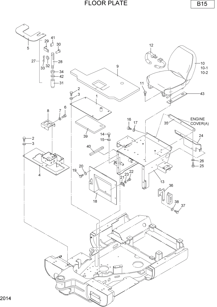 Схема запчастей Hyundai R16-7 - PAGE 2014 FLOOR PLATE ВЕРХНЯЯ ЧАСТЬ МАШИНЫ