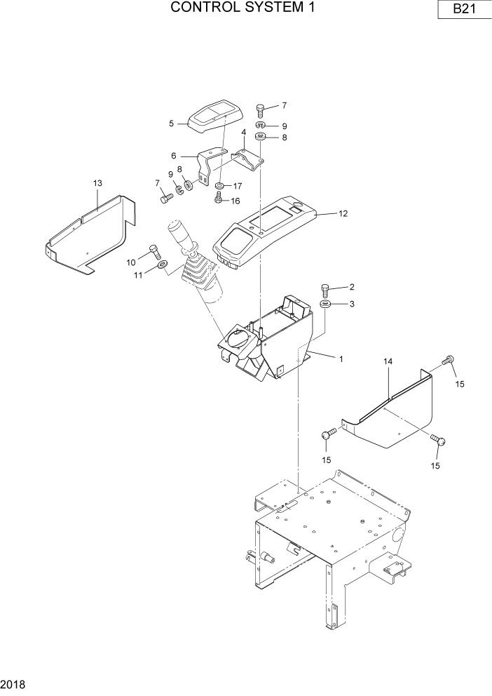 Схема запчастей Hyundai R16-7 - PAGE 2018 CONTROL SYSTEM 1 ВЕРХНЯЯ ЧАСТЬ МАШИНЫ