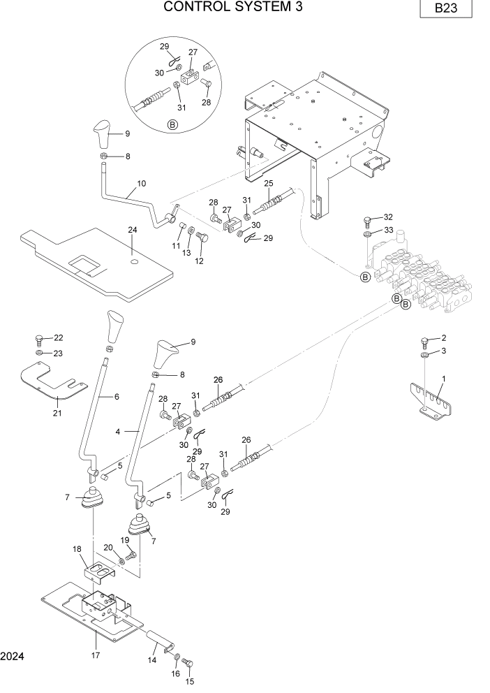 Схема запчастей Hyundai R16-7 - PAGE 2024 CONTROL SYSTEM 3 ВЕРХНЯЯ ЧАСТЬ МАШИНЫ