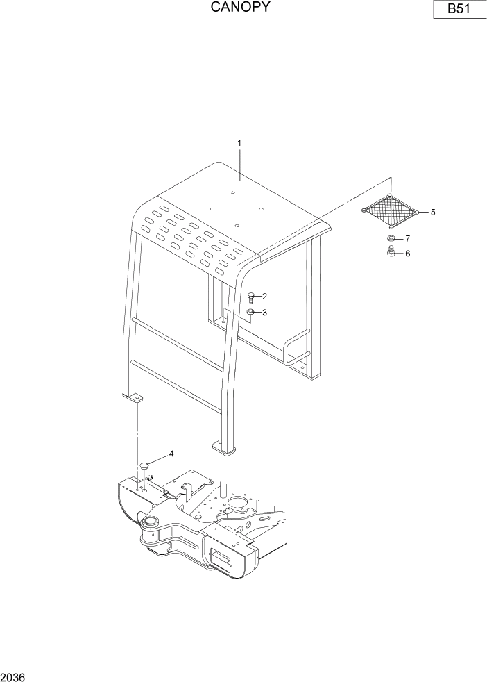 Схема запчастей Hyundai R16-7 - PAGE 2036 CANOPY ВЕРХНЯЯ ЧАСТЬ МАШИНЫ