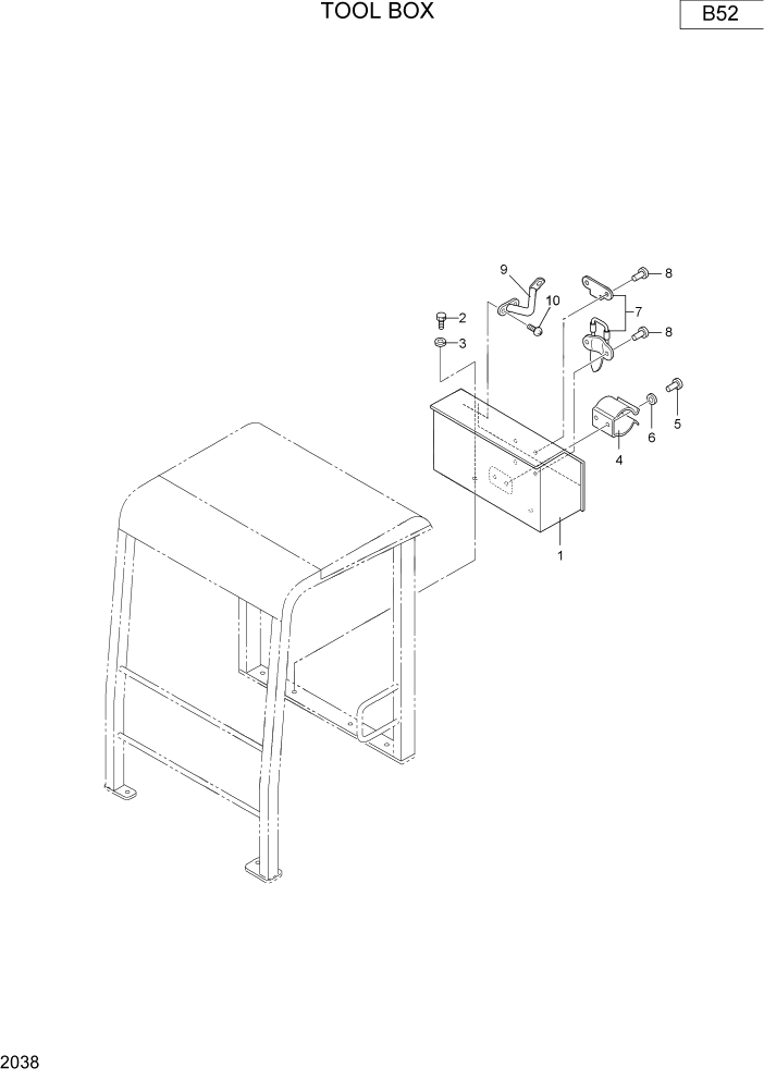 Схема запчастей Hyundai R16-7 - PAGE 2038 TOOL BOX ВЕРХНЯЯ ЧАСТЬ МАШИНЫ