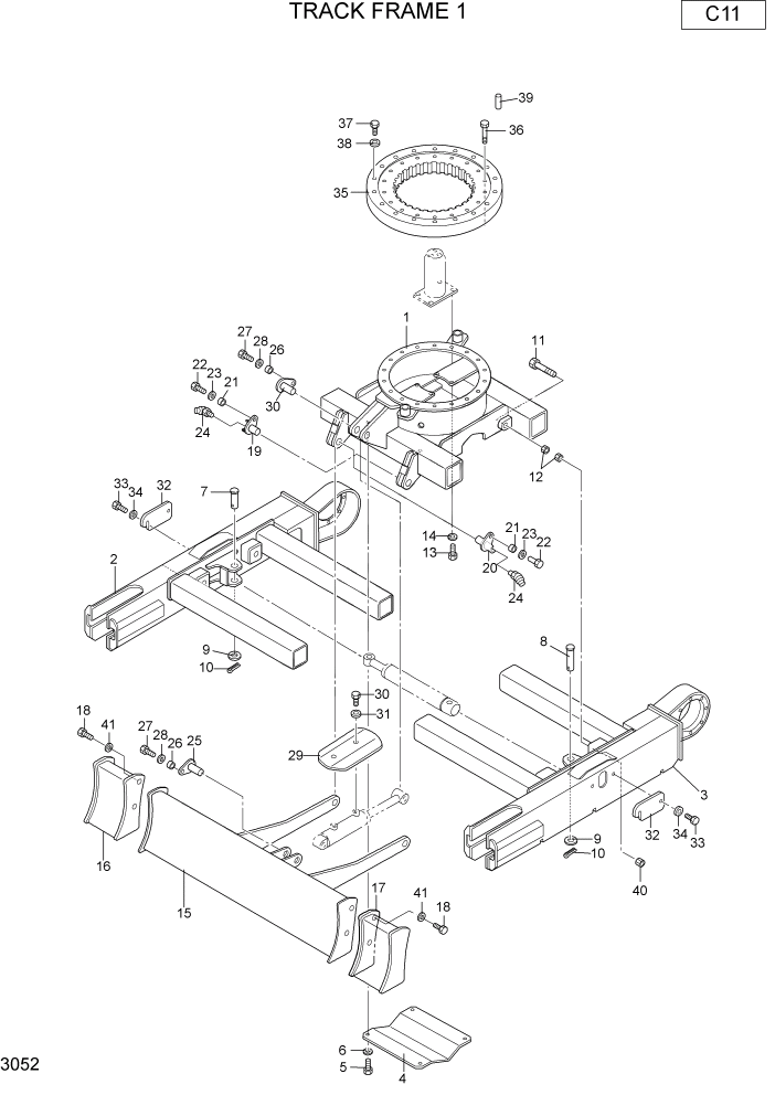 Схема запчастей Hyundai R16-7 - PAGE 3052 TRACK FRAME 1 НИЖНЯЯ ЧАСТЬ МАШИНЫ