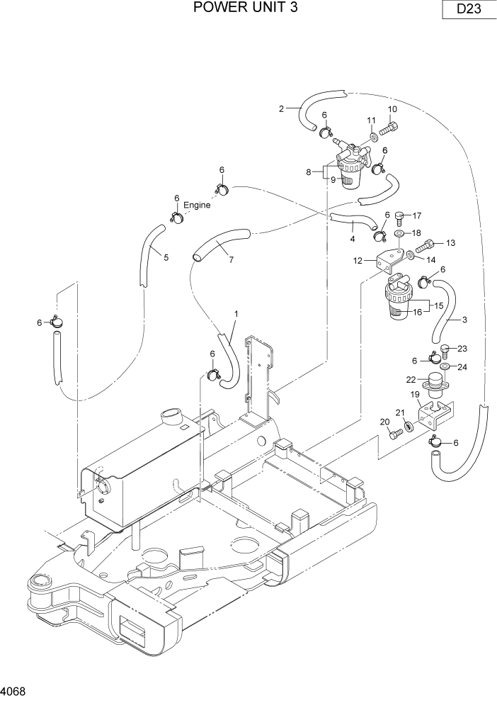 Схема запчастей Hyundai R16-7 - PAGE 4068 POWER UNIT 3 ПРИВОД