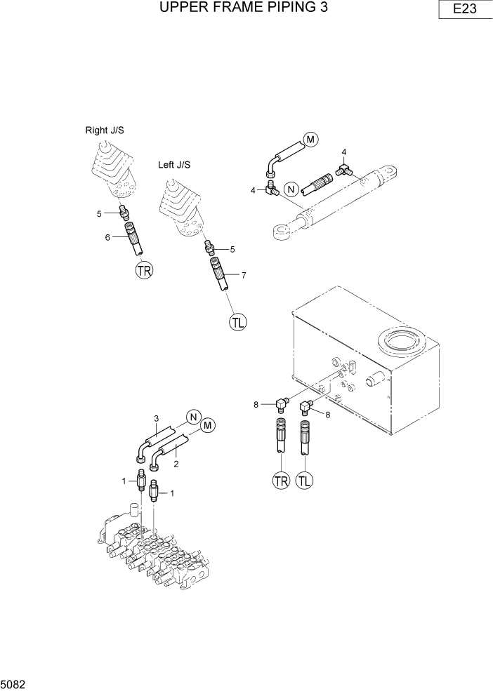 Схема запчастей Hyundai R16-7 - PAGE 5082 UPPER FRAME PIPING 3 ГИДРАВЛИЧЕСКИЕ ТРУБОПРОВОДЫ