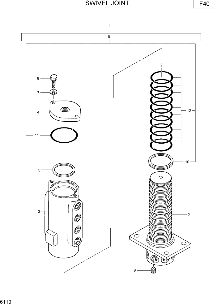 Схема запчастей Hyundai R16-7 - PAGE 6110 SWIVEL JOINT ГИДРАВЛИЧЕСКИЕ КОМПОНЕНТЫ