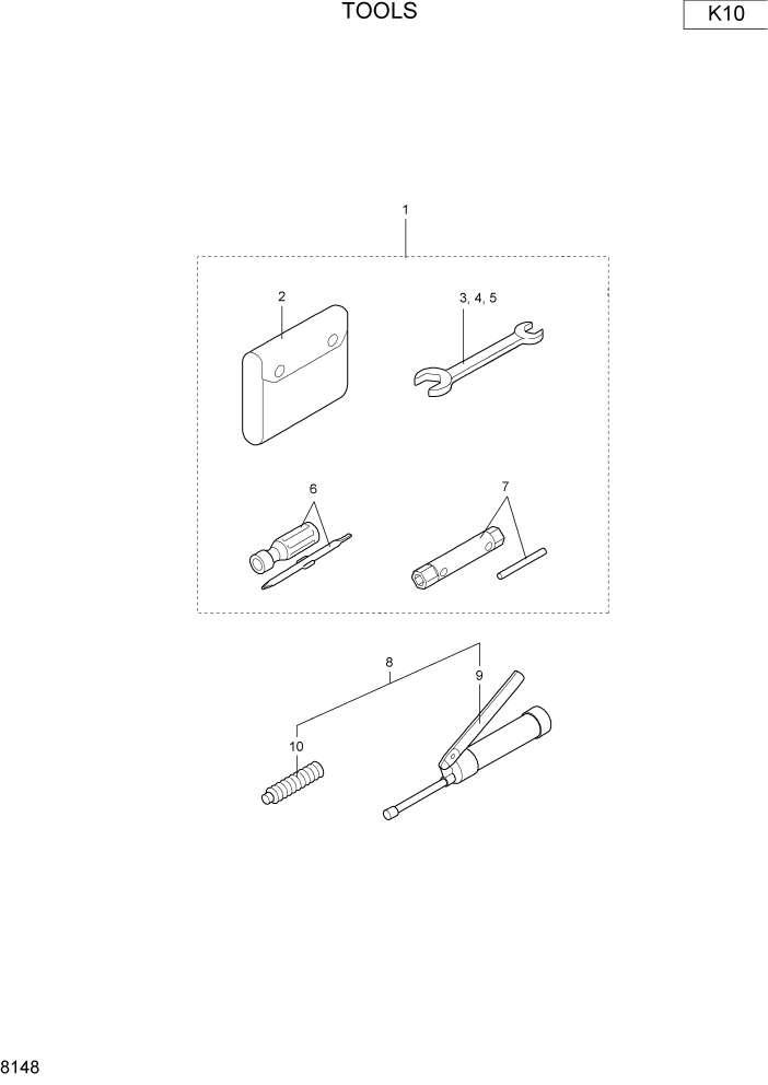 Схема запчастей Hyundai R16-7 - PAGE 8148 TOOLS ЭТИКЕТКА