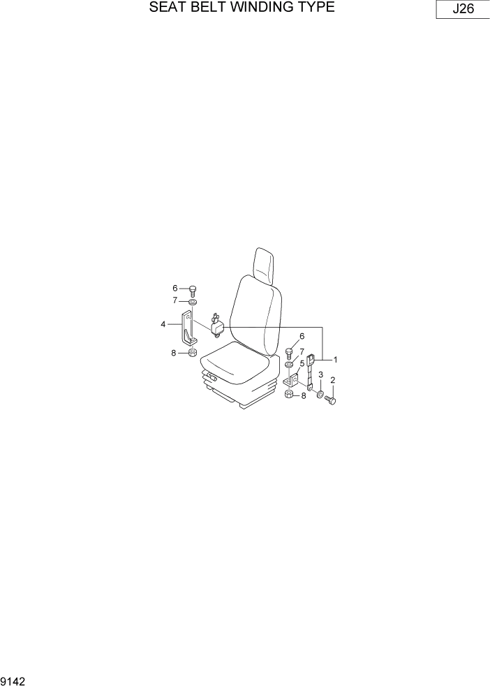 Схема запчастей Hyundai R16-7 - PAGE 9142 SEAT BELT WINDING TYPE ВАРИАНТ