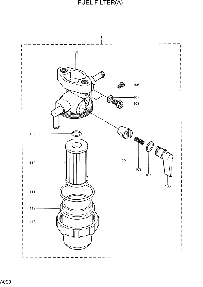 Схема запчастей Hyundai R16-7 - PAGE A090 FUEL FILTER(A) ДВИГАТЕЛЬ БАЗА