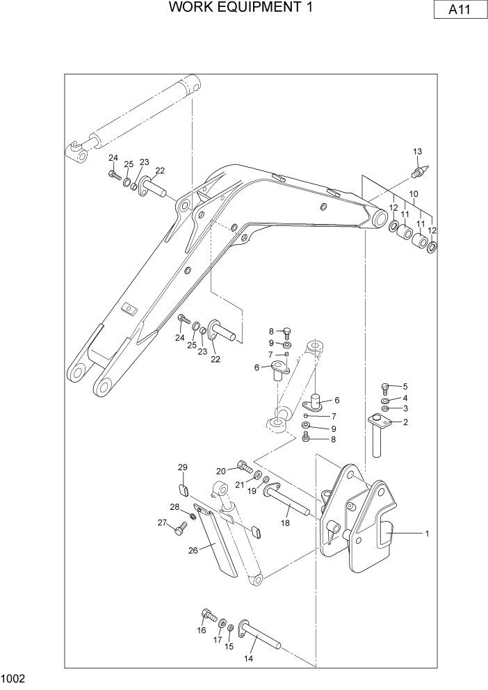 Схема запчастей Hyundai R22-7 - PAGE 1002 WORK EQUIPMENT 1 РАБОЧЕЕ ОБОРУДОВАНИЕ