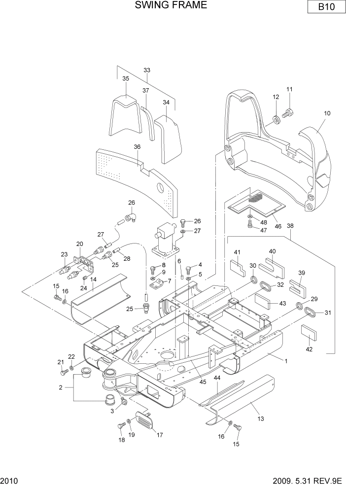 Схема запчастей Hyundai R22-7 - PAGE 2010 SWING FRAME ВЕРХНЯЯ ЧАСТЬ МАШИНЫ