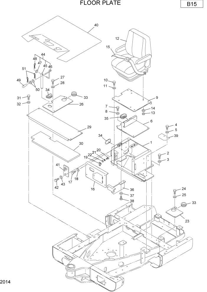 Схема запчастей Hyundai R22-7 - PAGE 2014 FLOOR PLATE ВЕРХНЯЯ ЧАСТЬ МАШИНЫ