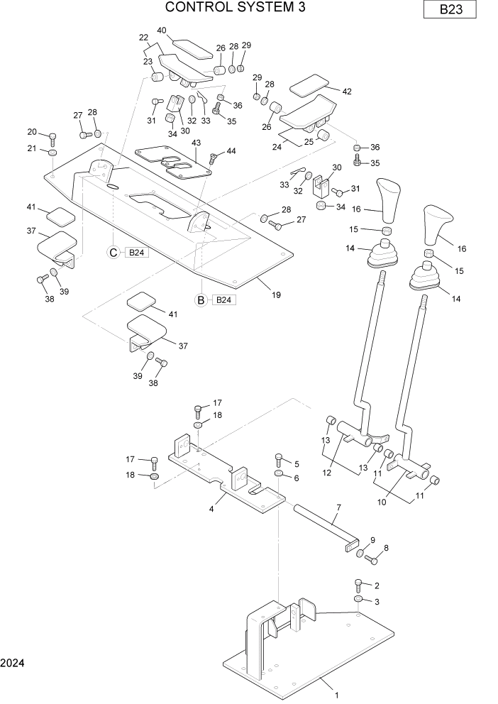 Схема запчастей Hyundai R22-7 - PAGE 2024 CONTROL SYSTEM 3 ВЕРХНЯЯ ЧАСТЬ МАШИНЫ