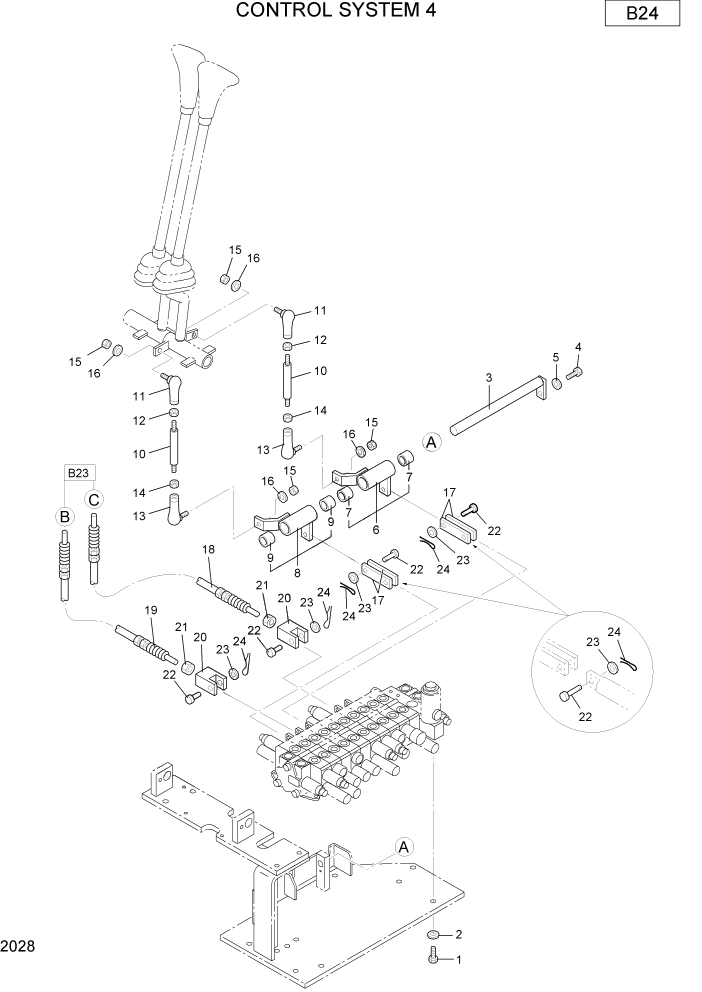 Схема запчастей Hyundai R22-7 - PAGE 2028 CONTROL SYSTEM 4 ВЕРХНЯЯ ЧАСТЬ МАШИНЫ