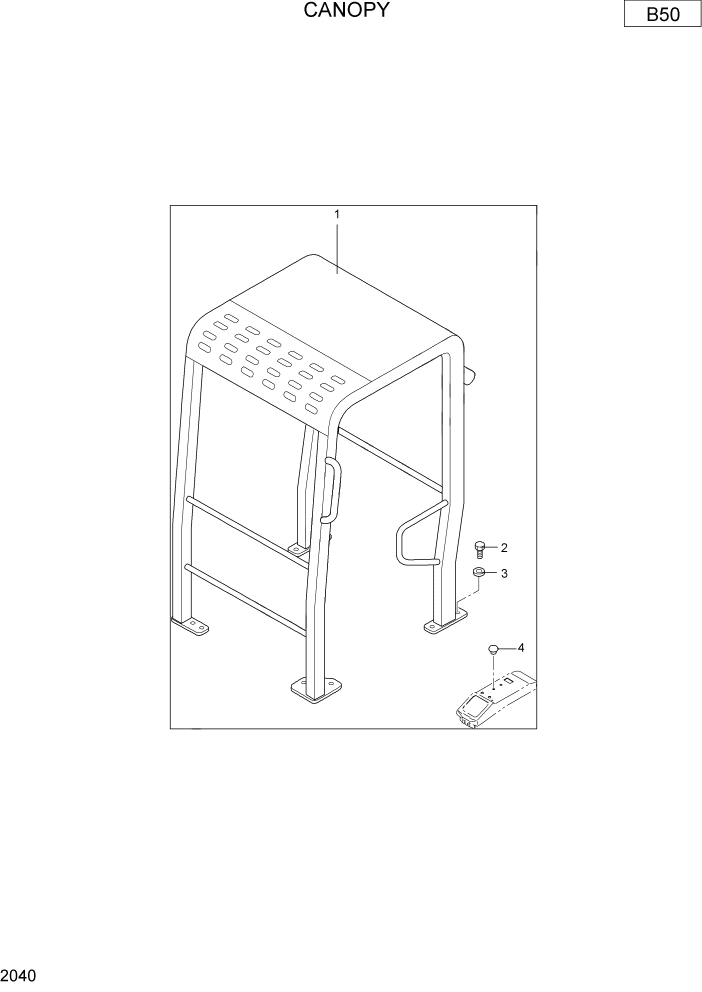 Схема запчастей Hyundai R22-7 - PAGE 2040 CANOPY ВЕРХНЯЯ ЧАСТЬ МАШИНЫ