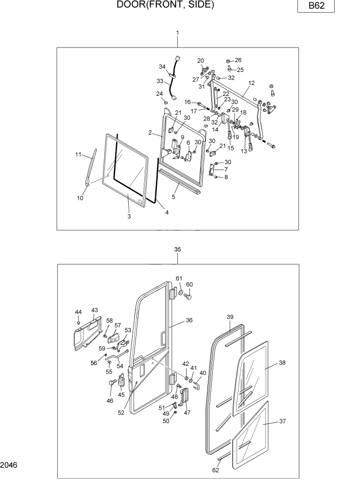 Схема запчастей Hyundai R22-7 - PAGE 2046 DOOR(FRONT, SIDE) ВЕРХНЯЯ ЧАСТЬ МАШИНЫ