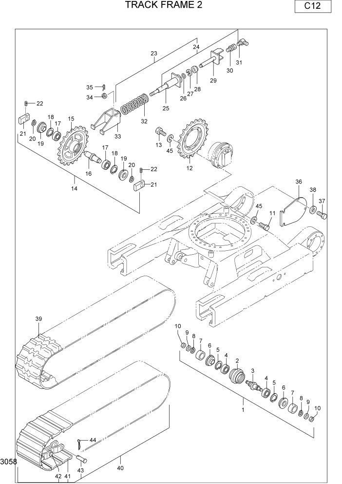 Схема запчастей Hyundai R22-7 - PAGE 3058 TRACK FRAME 2 НИЖНЯЯ ЧАСТЬ МАШИНЫ